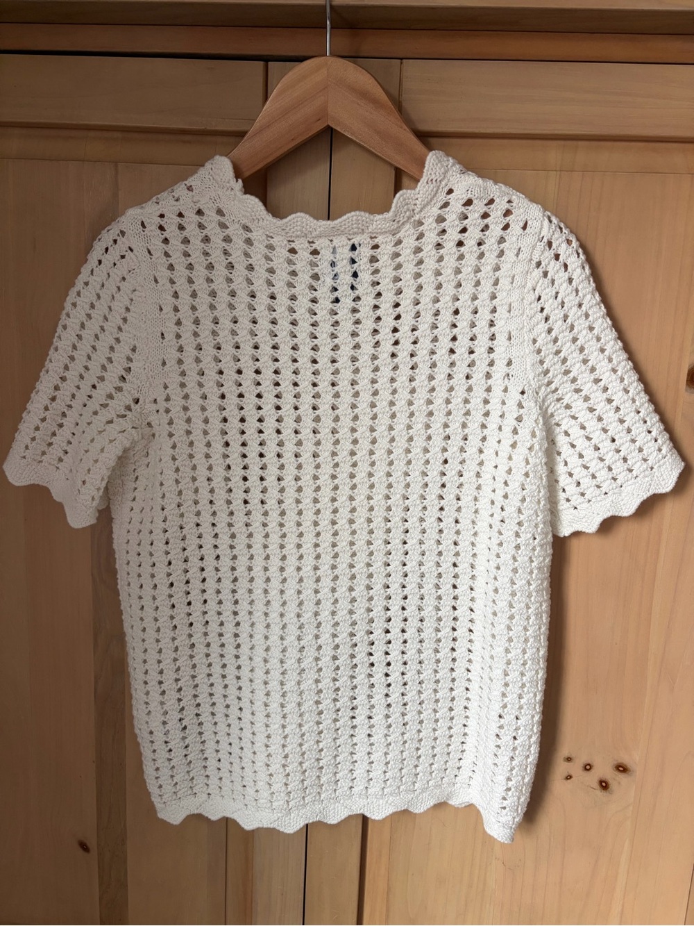 GAP Cream Open-Knit Short Sleeve Sweater Top
